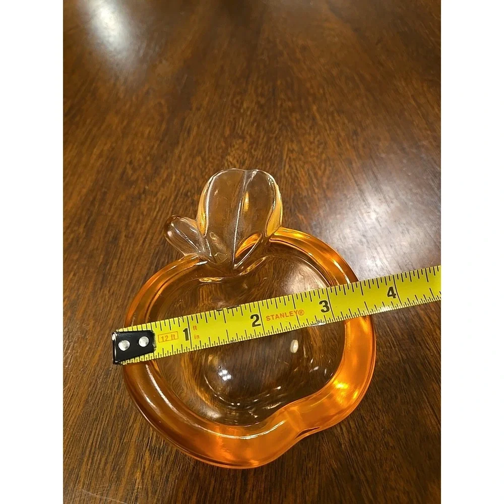 Vtg Pink Art Glass APPLE or Peach Trinket Dish Cigar Ashtray Paper Weight 5x3.5